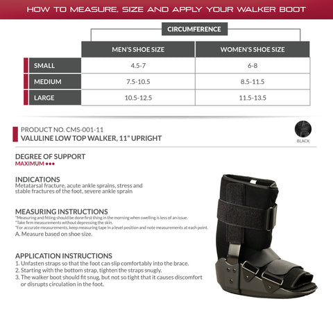 OTC Walker Boot, Short Leg Cast, Low Top, Black