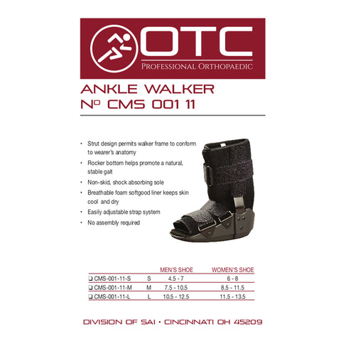 OTC Walker Boot, Short Leg Cast, Low Top, Black