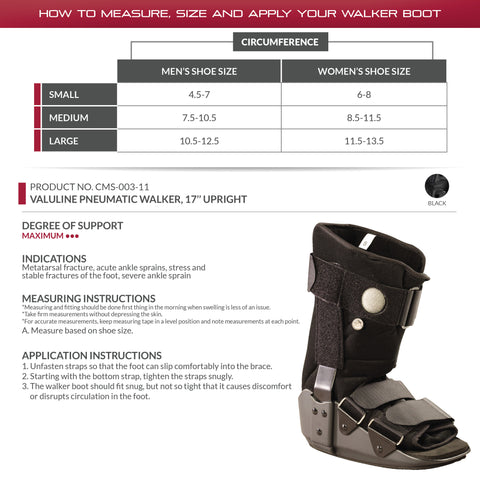 OTC Walker Boot, Short Leg Adjustable Air Cast, Low Top, Black