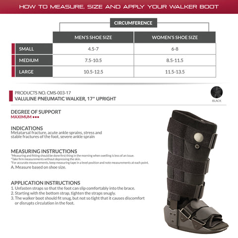 OTC Walker Boot, Short Leg Adjustable Air Cast, High Top, Black