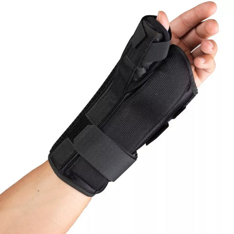 OTC Wrist-Thumb Splint, 8-Inch Adult, Lightweight Breathable, Black, Right