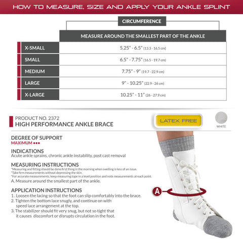 OTC Ankle Splint, Canvas Lace-Up, Rigid Metal Stays, White
