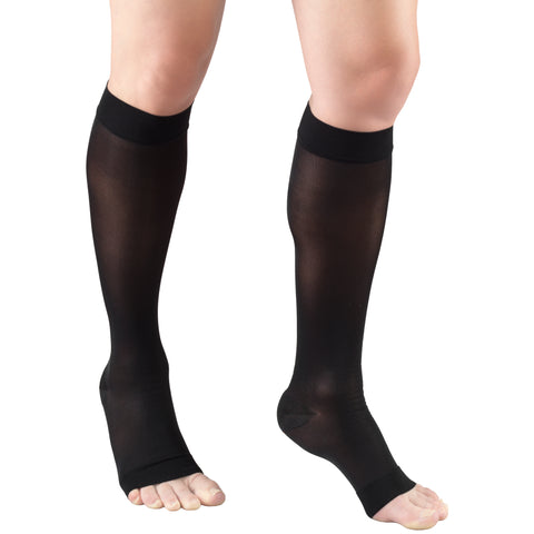 Truform Sheer Compression Stockings, 15-20 mmHg, Women's Knee High Length, Open Toe, 20 Denier