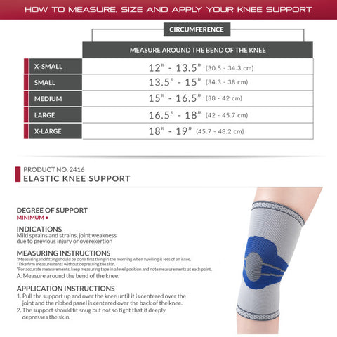 OTC Knee Support, Pullover Style, Lightweight Elastic, Gray/Blue