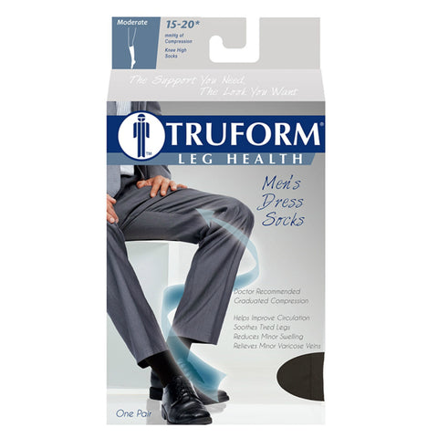 Truform Compression Socks, 15-20 mmHg, Men's Dress Socks, Knee High Over Calf Length