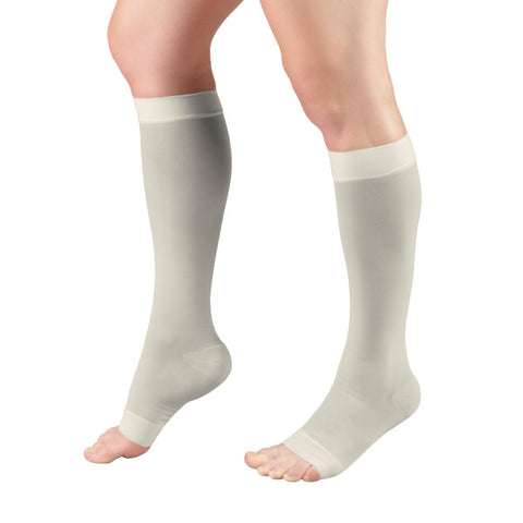 Truform Sheer Compression Stockings, 15-20 mmHg, Women's Knee High Length, Open Toe, 20 Denier