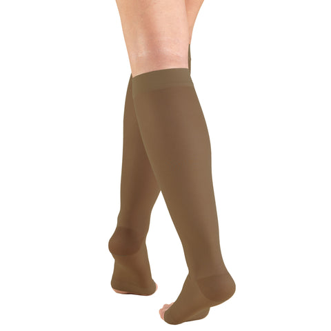 Truform Sheer Compression Stockings, 15-20 mmHg, Women's Knee High Length, Open Toe, 20 Denier