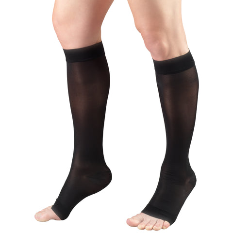 Truform Sheer Compression Stockings, 15-20 mmHg, Women's Knee High Length, Open Toe, 20 Denier