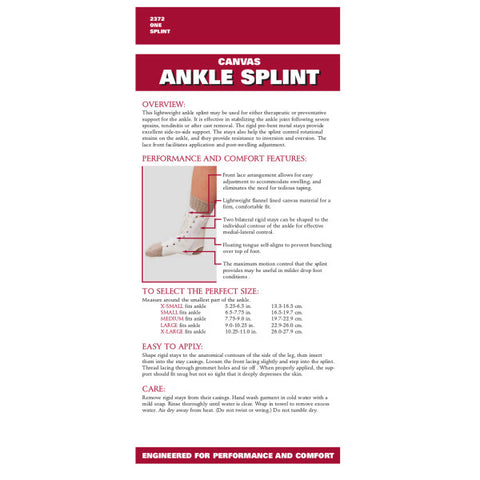 OTC Ankle Splint, Canvas Lace-Up, Rigid Metal Stays, White
