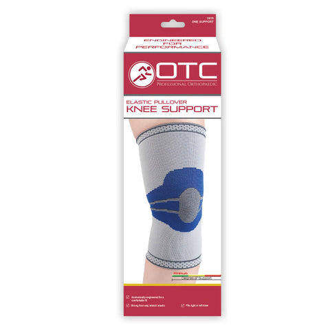 OTC Knee Support, Pullover Style, Lightweight Elastic, Gray/Blue