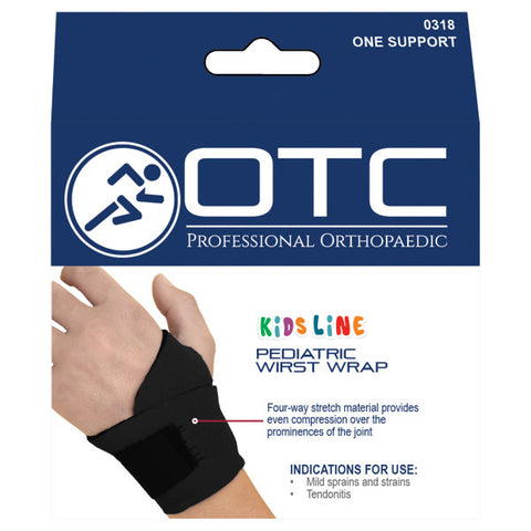 OTC Kidsline Wrist Wrap, Compression Support, Reversible, Black
