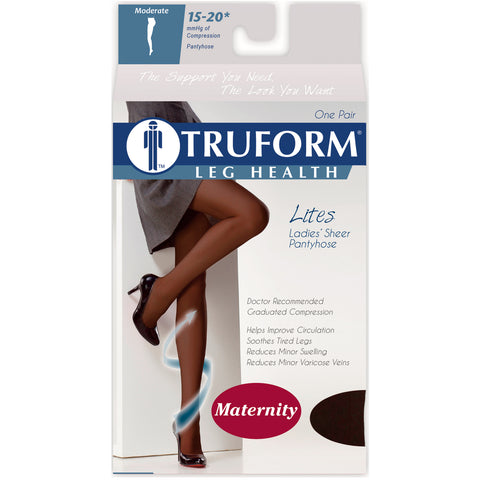 Truform Sheer Maternity Pantyhose, 15-20 mmHg Compression, Tummy Support, 20 Denier