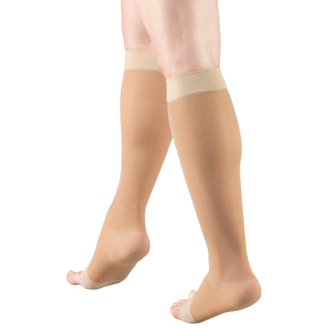 Truform Sheer Compression Stockings, 15-20 mmHg, Women's Knee High Length, Open Toe, 20 Denier