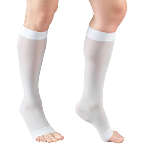 Truform Sheer Compression Stockings, 15-20 mmHg, Women's Knee High Length, Open Toe, 20 Denier