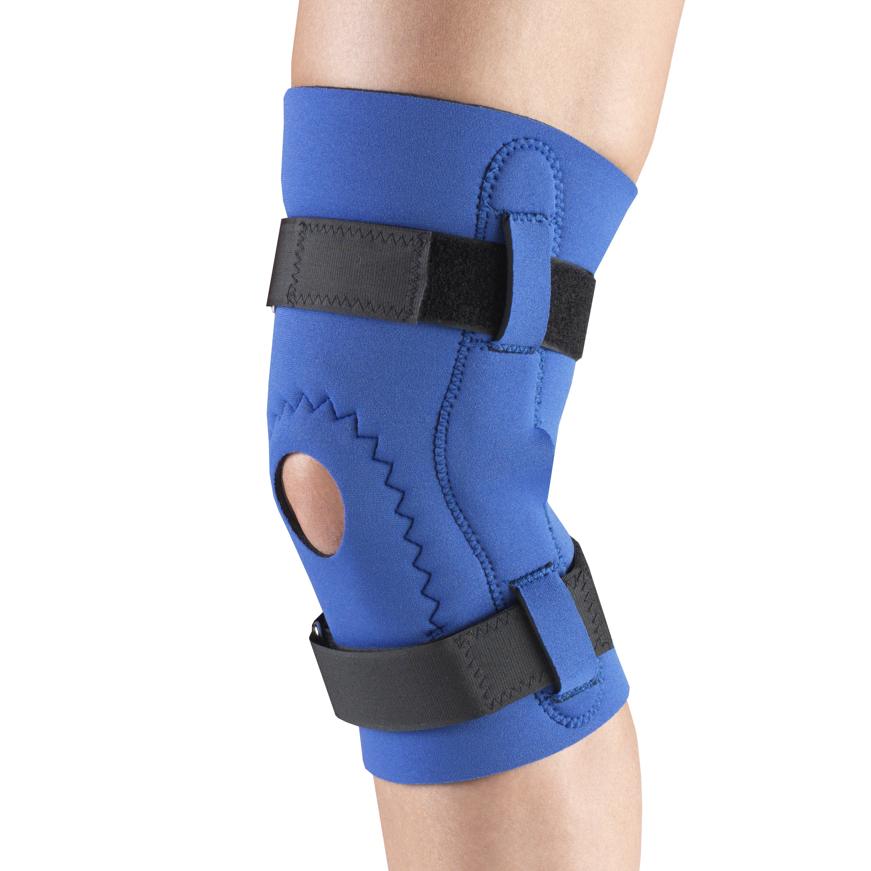Knee Brace, Neoprene Sleeve, Hor-Shu Pad, Hinged Bars, Blue - Home Medical  Supply