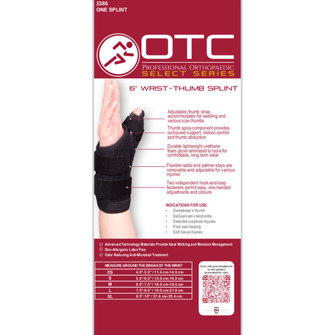 OTC 2386, Select Series 6" Wrist - Thumb Splint
