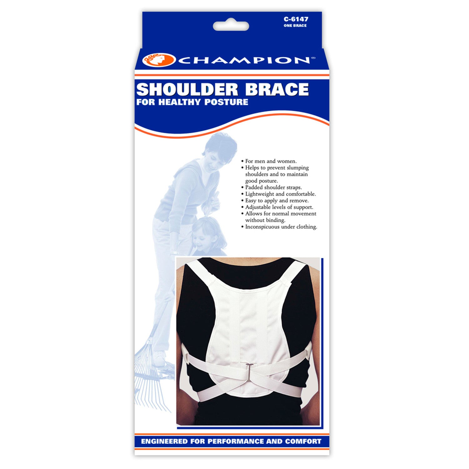 Champion Shoulder Brace, Posture Support, White - Home Medical Supply