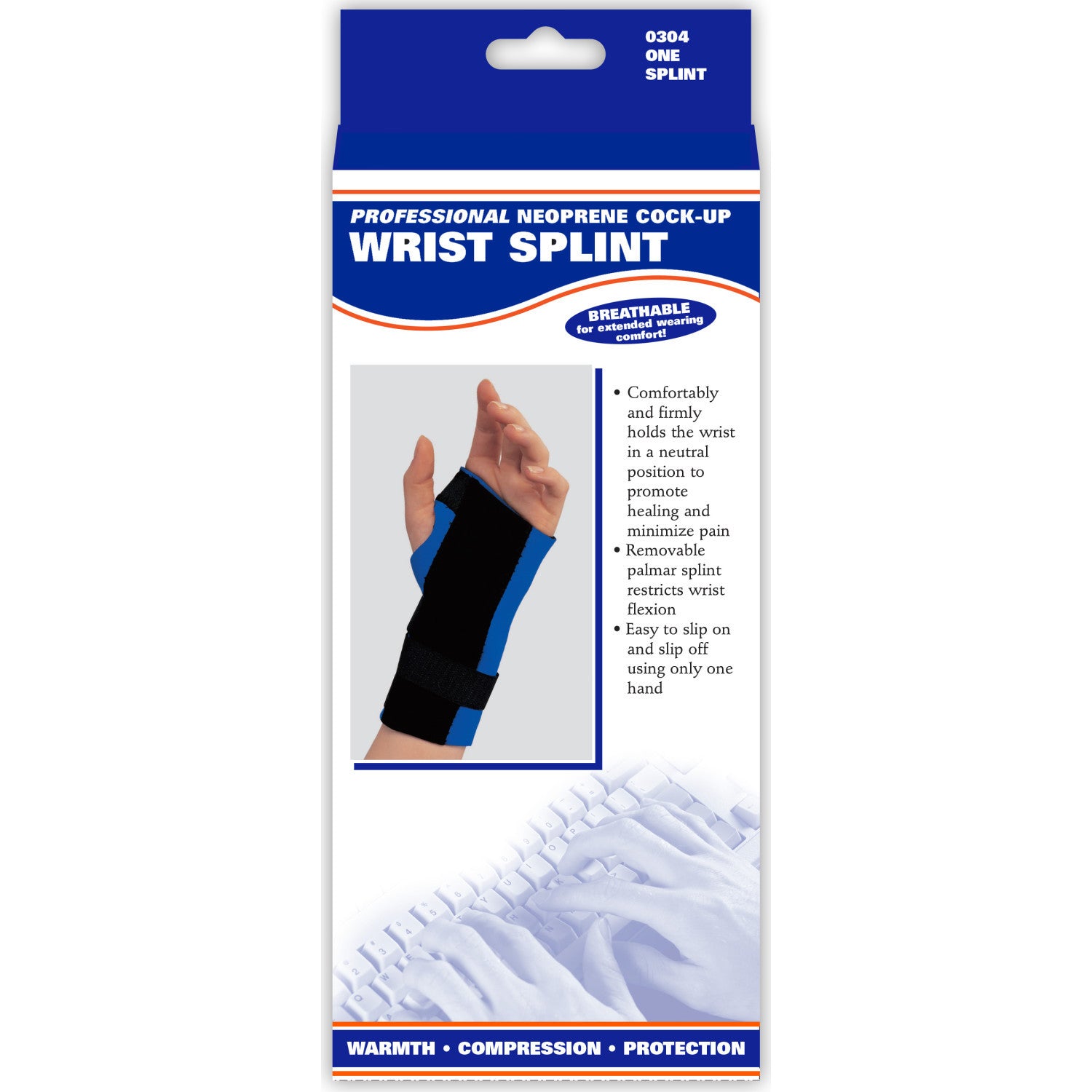 Wrist Splint, Cock-up Style, Neoprene, Black, Left - Home Medical Supply