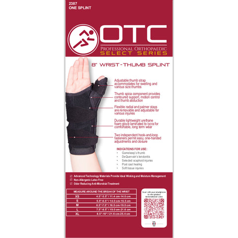 OTC 2387, Select Series 8" Wrist - Thumb Splint