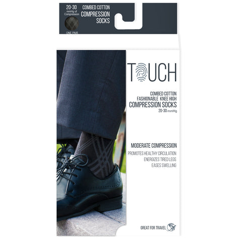 Touch 1020, Men's Knee High Compression Socks, 20-30 mmHg