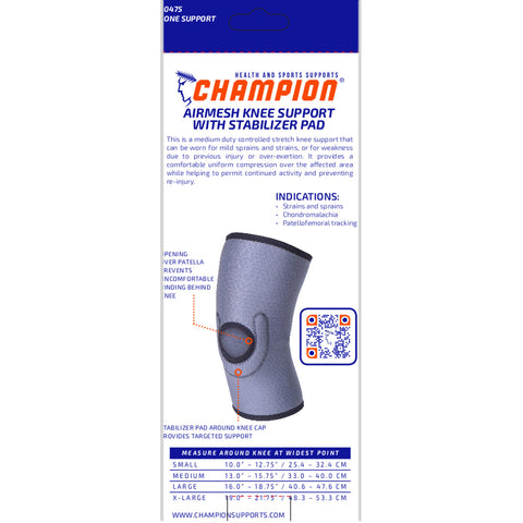 Champion C-475, Airmesh Knee Support with Stabilizer Pad
